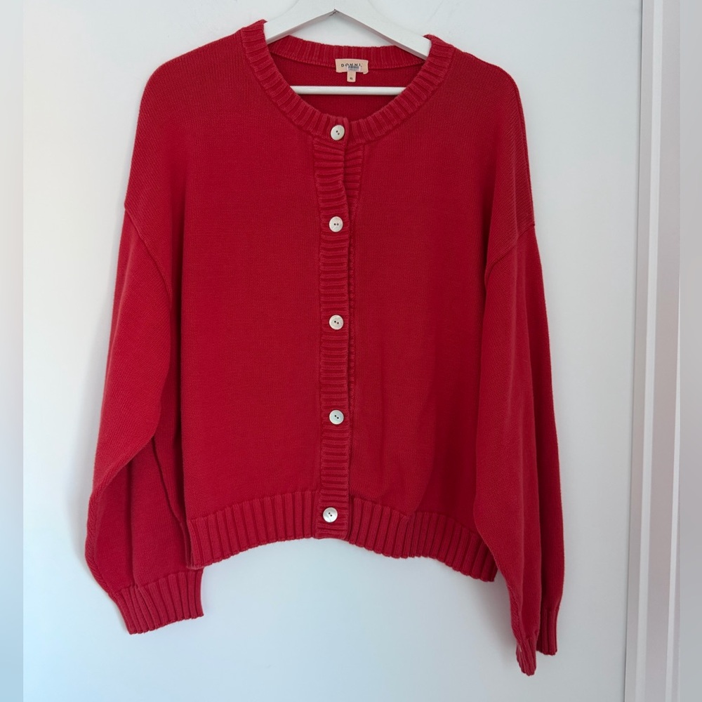 Donni Cotton Knit Cardigan Red - Picture 5 of 12